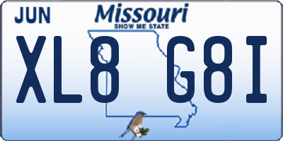 MO license plate XL8G8I