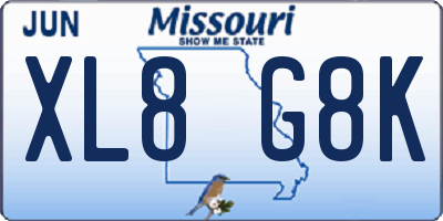 MO license plate XL8G8K
