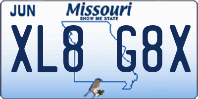 MO license plate XL8G8X
