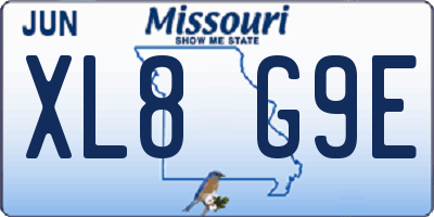 MO license plate XL8G9E
