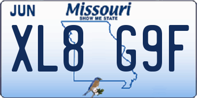 MO license plate XL8G9F
