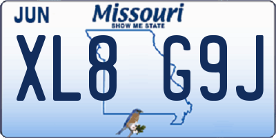 MO license plate XL8G9J