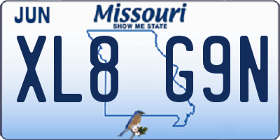 MO license plate XL8G9N