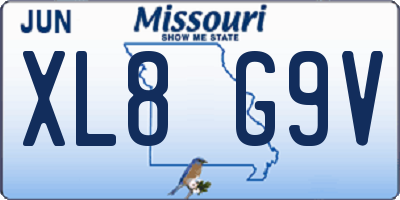 MO license plate XL8G9V