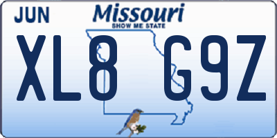 MO license plate XL8G9Z