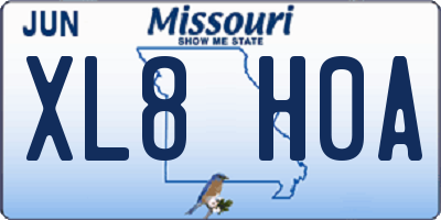 MO license plate XL8H0A