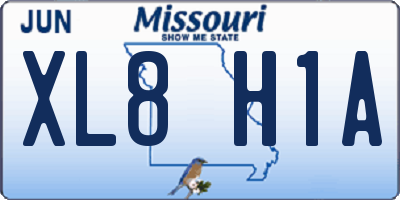 MO license plate XL8H1A