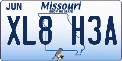 MO license plate XL8H3A