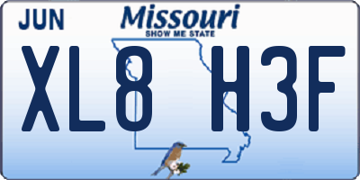 MO license plate XL8H3F