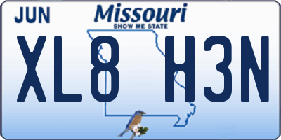 MO license plate XL8H3N