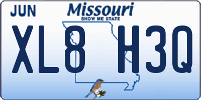 MO license plate XL8H3Q