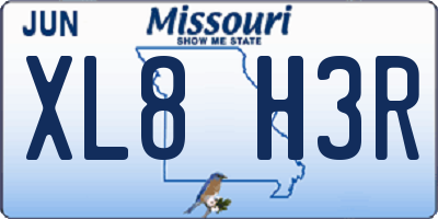 MO license plate XL8H3R