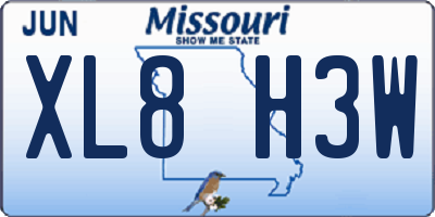 MO license plate XL8H3W