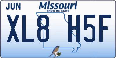 MO license plate XL8H5F