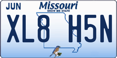MO license plate XL8H5N