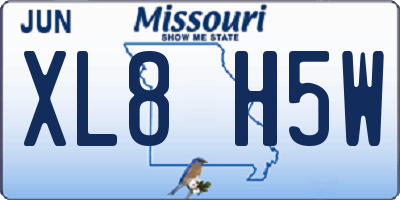 MO license plate XL8H5W