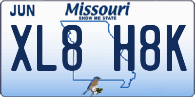 MO license plate XL8H8K