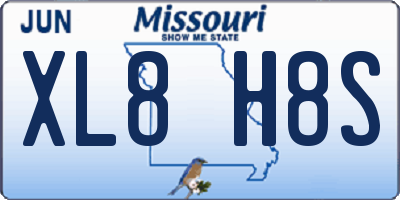 MO license plate XL8H8S