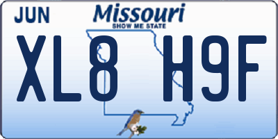MO license plate XL8H9F
