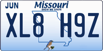 MO license plate XL8H9Z