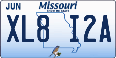 MO license plate XL8I2A