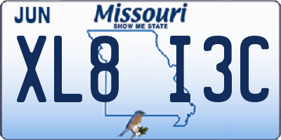 MO license plate XL8I3C