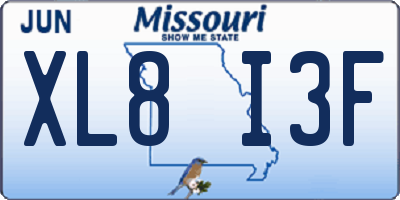 MO license plate XL8I3F