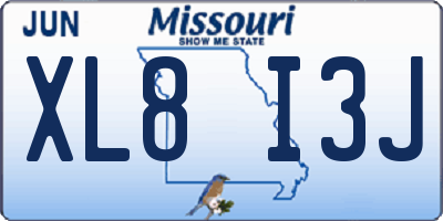 MO license plate XL8I3J
