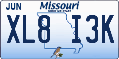 MO license plate XL8I3K