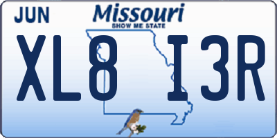 MO license plate XL8I3R