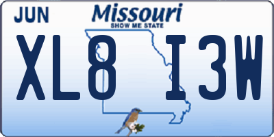 MO license plate XL8I3W