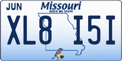 MO license plate XL8I5I