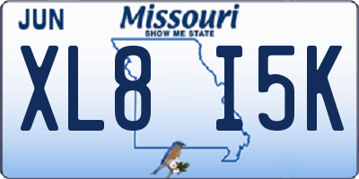 MO license plate XL8I5K