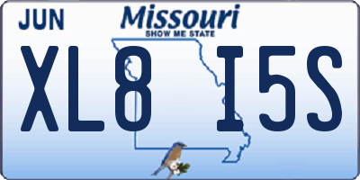 MO license plate XL8I5S