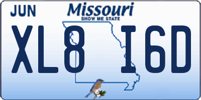 MO license plate XL8I6D
