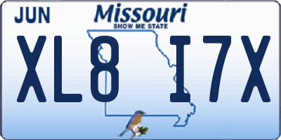 MO license plate XL8I7X
