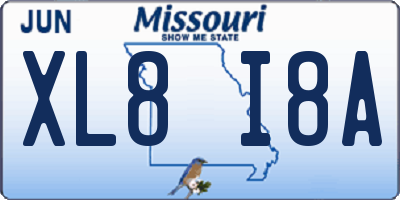 MO license plate XL8I8A