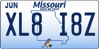 MO license plate XL8I8Z