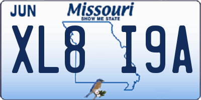 MO license plate XL8I9A