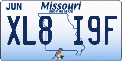 MO license plate XL8I9F