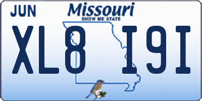 MO license plate XL8I9I