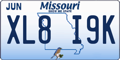MO license plate XL8I9K