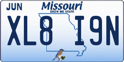 MO license plate XL8I9N