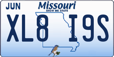 MO license plate XL8I9S