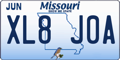 MO license plate XL8J0A