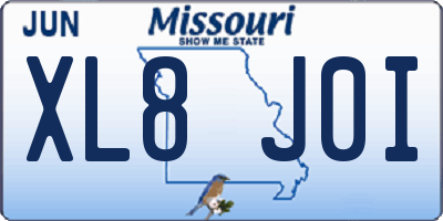 MO license plate XL8J0I