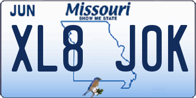 MO license plate XL8J0K