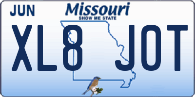 MO license plate XL8J0T