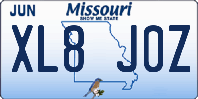 MO license plate XL8J0Z