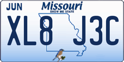 MO license plate XL8J3C